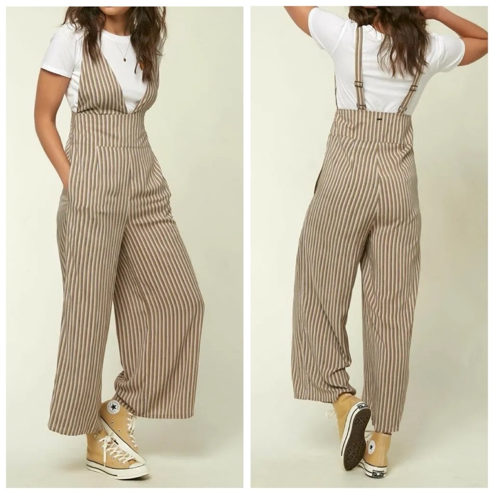 O'Neill Wyatt Striped Jumpsuit Romper Overalls Sz M